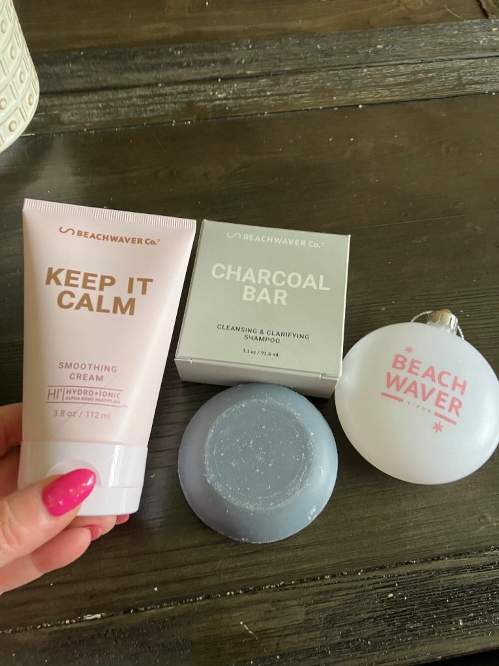 NEW Beachwaver Charcoal Bar & Keep it Calm Smooth Cream & Ornament